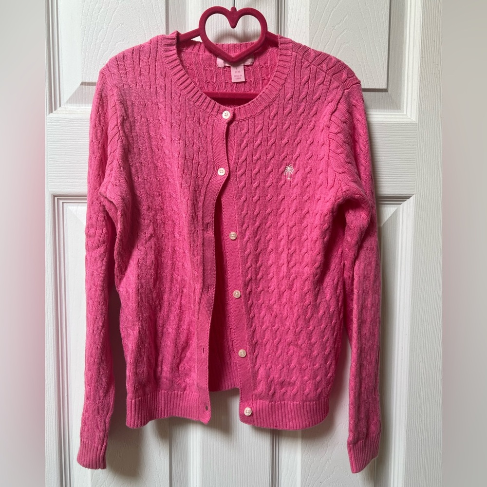Like New-pristine only worn once!  Lilly Pulitzer girls hot pink sweater